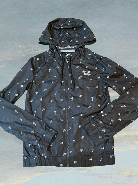 Lurking Class Jackets & Blazers - Lurking Class By Sketchy Tank Womens Black Hooded Windbreaker Jacket Size Small